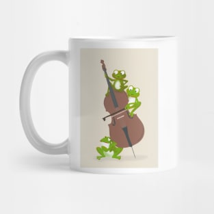 Three funny frogs playing the double bass Mug